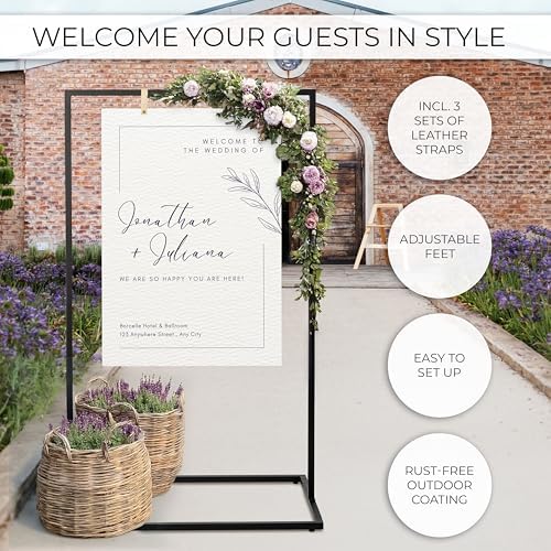 Elegant Wedding Welcome Sign Stand - Sturdy Black Metal Easel Holder - Image 3
