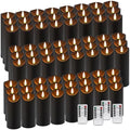 Black Flameless LED Candles with Remote Timer, 72 Pack Battery Operated Flickering Pillar Candles, Waterproof Electric Fake Candles for Halloween Decor, Spooky Party, Haunted House, Indoor Outdoor Use by fclayvts