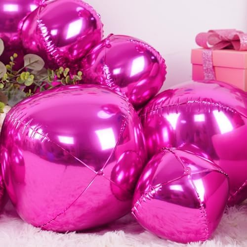 12PCS Hot Pink Round Foil Balloons 22" 15" 10" Large Chrome Pink Balloons - Image 4