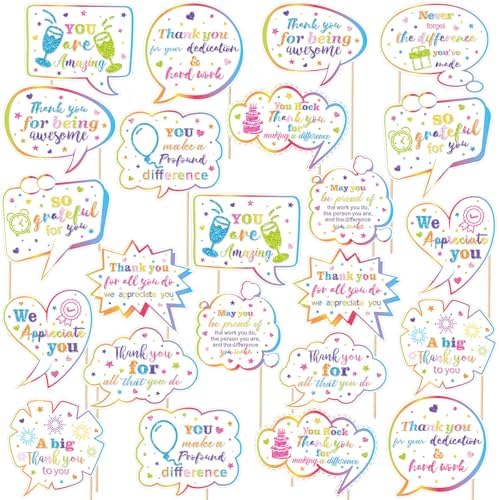 24pcs Customer Service Week Appreciation Decor Photo Prop, Colorful Glitter by Weekgrat