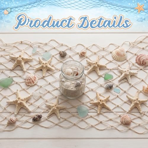 SATINIOR 12 Pcs 12 x 108'' Fishing Net Table Runner Party Decor, Natural - Image 4