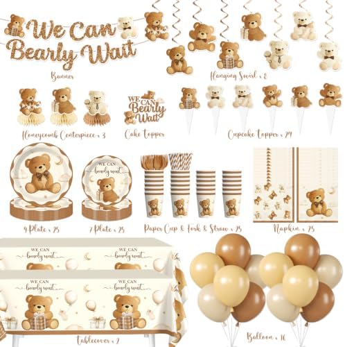 Xynic Brown Bear Baby Shower Decorations,Serves 25 Guests - Image 2