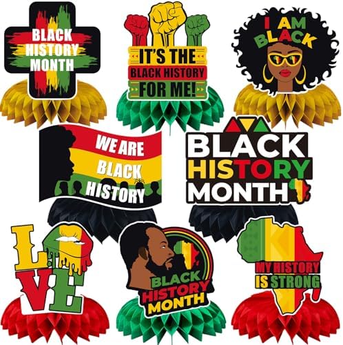 JULMELON 8 Pcs Black History Month Centerpieces 3D Honeycomb Table Decor by JULMELON