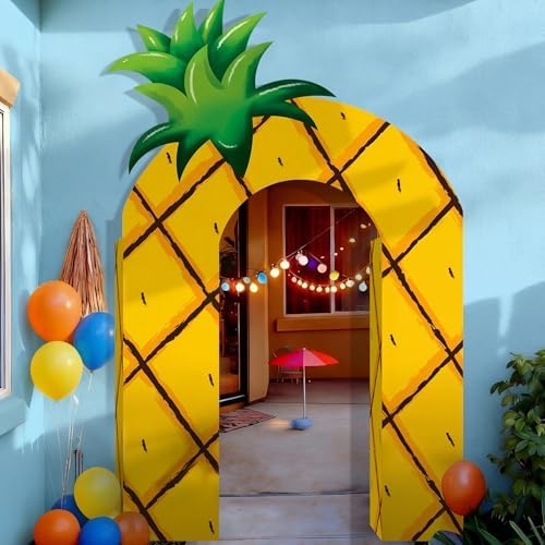 Bucherry 7 Pcs Pineapple Ocean Party Decor Cardboard Yellow Cartoon House - Image 5