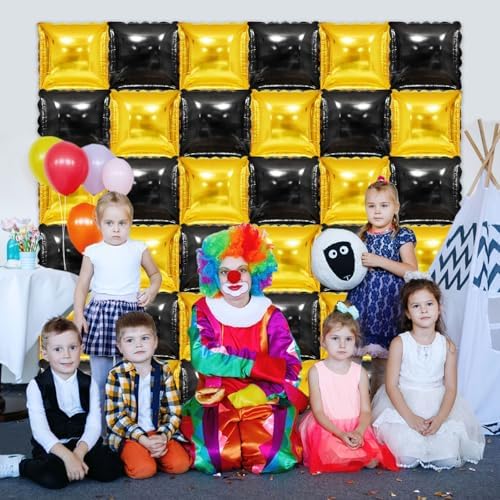 36 Piece XL Black and gold Double Sided Square Balloon Screen Tunnel Arch Kit Mylar Square Balloons For Baby Shower Graduation Prom Birthday Party Decorations - Image 5