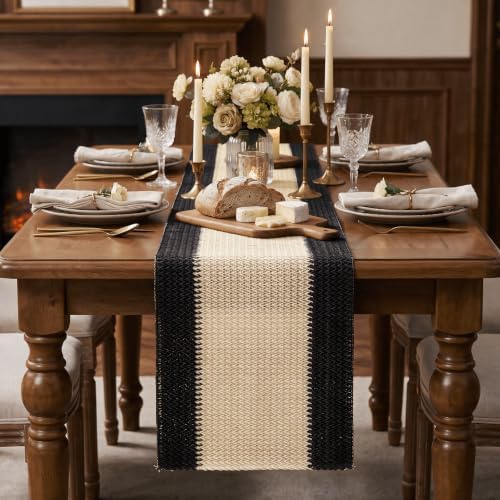 Artoid Mode Black Farmhouse Rustic Paper Braided Table Runner, Seasonal Halloween Woven Kitchen Dining Table Decoration for Home Party Decor 12x90 Inch - Image 2