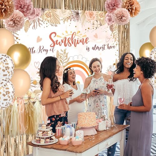 Champagne Gold Beige Fall Boho Baby Shower Party Decorations - Image 6