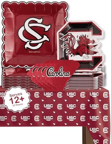South Carolina Party Decor Gamecocks Plates Napkins Tablecloth 37 Pc by PartyKandyDecorGifts
