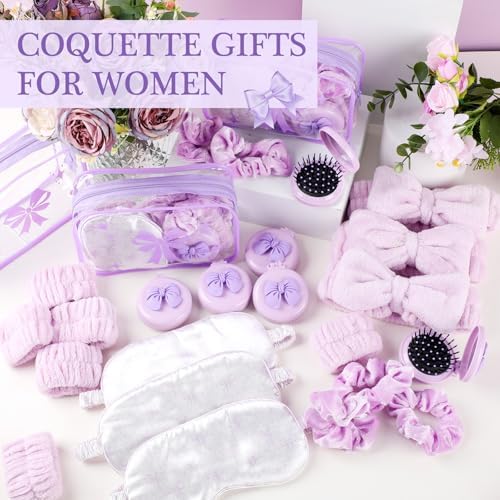48Pcs/8Set Bow Coquette Party Favors Sleepover Spa Party Supplies, Purple - Image 3