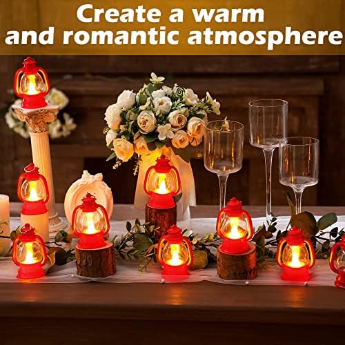 Ferraycle 12 Pcs Mini Lanterns Bulk 4 Inch Red Lamp Table Centerpieces - Image 5