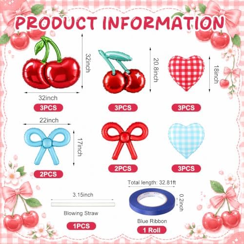 MiniInflat 16 Pcs Red and Blue Cherry Party Balloons Decorations - Image 2