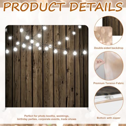 Oudain 8x8ft Photo Booth Backdrop Glitter Rustic & Champagne Tension Fabric - Image 3