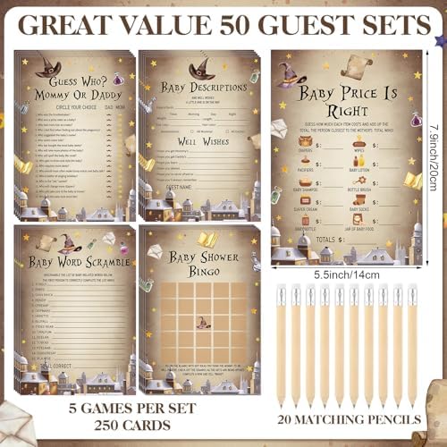 Patelai 321 Pcs Baby Shower Games Supplies, Magical Wizard - Image 4