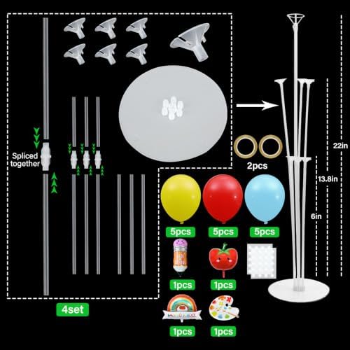 Naozinebi 4 Sets Back to School Party Balloons Stand Kit Party Decor - Image 2