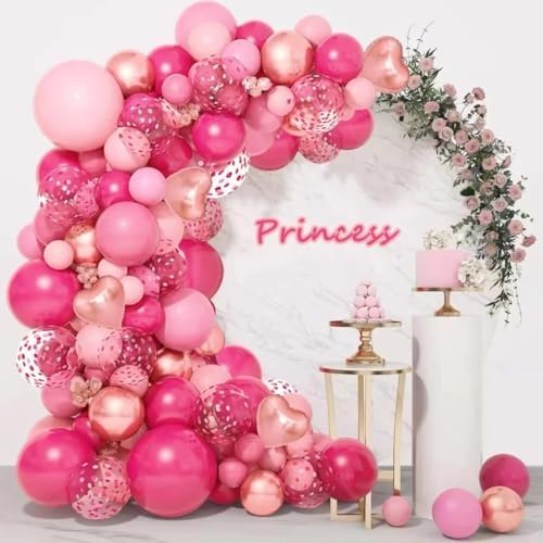 MEBAY Rose Red Pink Champagne Balloon Arch Garland Kit, 146 Pcs Hot Pink Confetti Rose Gold Tender Pink White Balloons for Graduation Birthday Party Baby Shower Wedding Decorations - Image 7