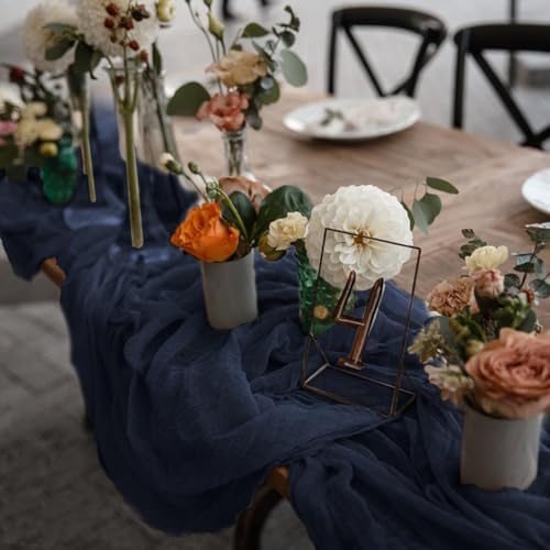 12 Pack Cheesecloth Table Runner 10Ft Christmas Gauze Boho Table Runners for Wedding Decor Bridal Shower Decorations Baby Shower Party(35" x 120")(Navy) - Image 6