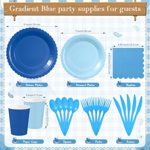Zhehao 350 Pcs Blue Paper Plates and Napkins Party Supplies - Image 3