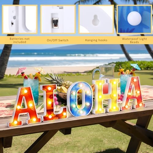 Hawaiian Aloha Luau Party Light up Sign Decorations - Image 5