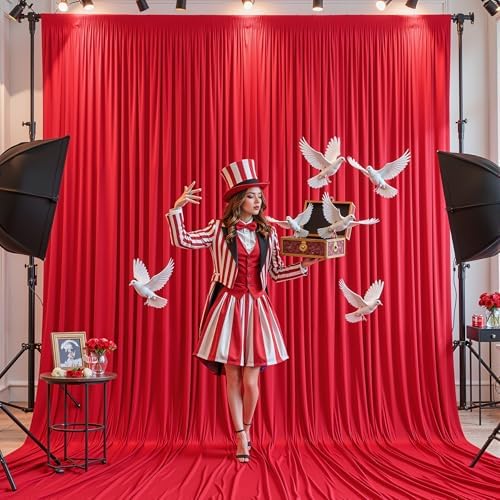 20x12ft Red Backdrop Curtain Panels for Parties - Wrinkle Free Polyester Photo Curtain Backdrop Wedding Back Drop Fabric Drapes for Party Decorations Background for Photography - Image 7