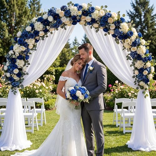 Geosar 24 Bundles Artificial Peonies Flowers,Royal Blue,White - Image 7