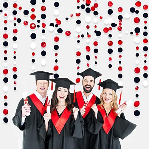 46 Ft Red Black and White Circle Dots Garland Hanging Paper Polka Dots Streamer for Graduations Birthday Bachelorette Engagement Wedding Bridal Shower Holiday Casino Poker Pirate Party Decorations - Image 4