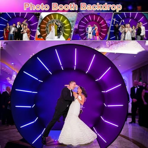 360 Photobooth Backdrop Photo Booth Enclosure Wall Backdrops Customized Logo 10FT Video Selfie Rotating Background with 32 PCS LED Light Stand for Rental Wedding Party - Image 4