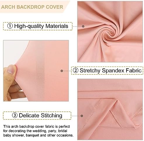 FANPROMS Wedding Arch Cover Set of 2 Rose Arch Cover Spandex Arched Backdrop Cover Chiara Wall Backdrop Covers for Garden Arches Frame Arch Fabric Covers 6FT 7.2FT for Bridal Shower Ceremony Decor - Image 2