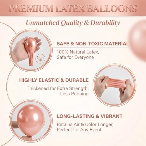HIINS Rose Gold Black Balloon Column Kit Set of 2 with for Party Decor - Image 7