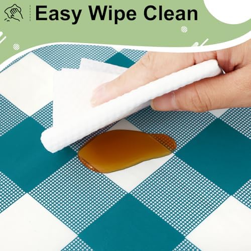 misaya 12 PCS Turquoise White Buffalo Plaid Plastic Disposable Table Cloth - Image 5