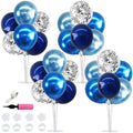 TONIFUL 4 Set Metallic Blue Silver Balloon Stand Balloon Centerpiece Table by TONIFUL