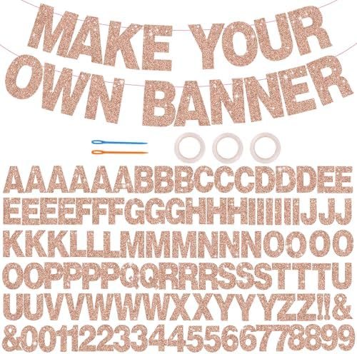 BEISHIDA Glitter Rose Gold 116 PCS A-Z DIY Letter Custom Banner Party Decor by Beishida