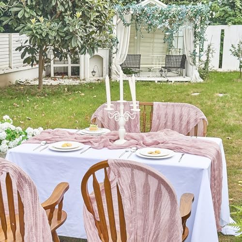 10 Pack Pink Cheesecloth Table Runner for Fall Birthday Party Home Decor - Image 6
