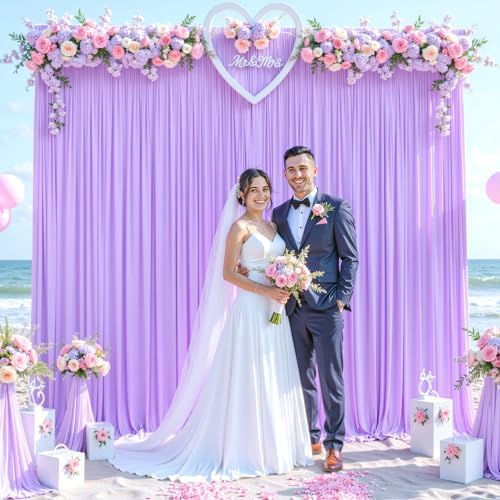 Lavender Backdrop Curtain for Parties Wedding Wrinkle Free Light Purple Photo Curtains Backdrop Drapes Fabric Decoration for Baby Shower Photoshoot 5ft x 7ft,2 Panels by Tao-GePartyDecorations