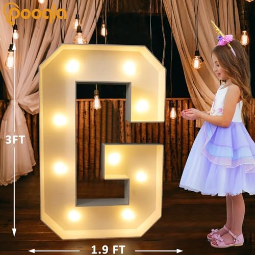 Pooqla 3 FT Marquee Letters, Light Up Letter G, Cool White and Warm White - Image 5