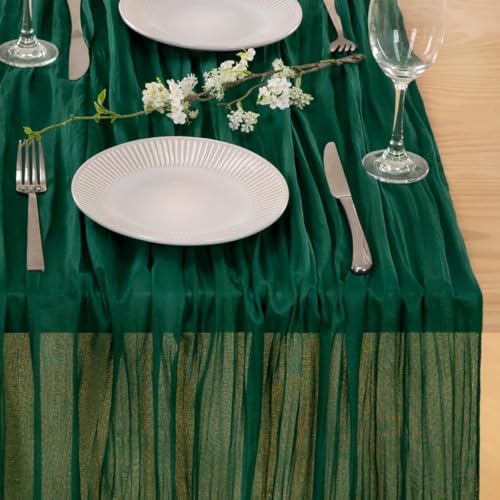 Emerald Green Christmas Cheesecloth Table Runner Home Decor 10ft, 3 Pack - Image 4