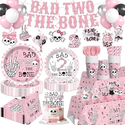 Xynic Bad Two the Bone Party Decorations Girl Tableware Set, Serves 20 by Unknown