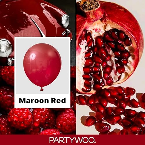 PartyWoo Burgundy Balloons 140pcs Dark Red Maroon Ruby Red Different Sizes - Image 2