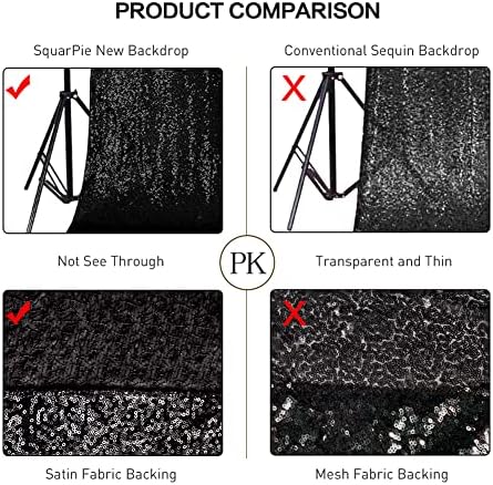 SquarePie 20x10ft Black Sequin Backdrop, High Density Non-Transparent Glitter Curtain for Photography, Birthday, Wedding Party Decorations, Thick Solid Background with 4" Rod Pocket, 1 Panel - Image 4