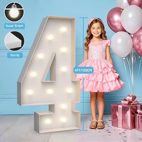 4FT Light Up Marquee Number 4- Large Foam Board Mosaic Kit - Image 3