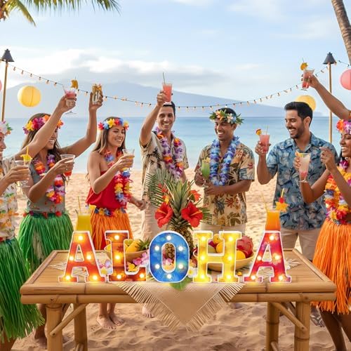 Hawaiian Aloha Luau Party Light up Sign Decorations - Image 6