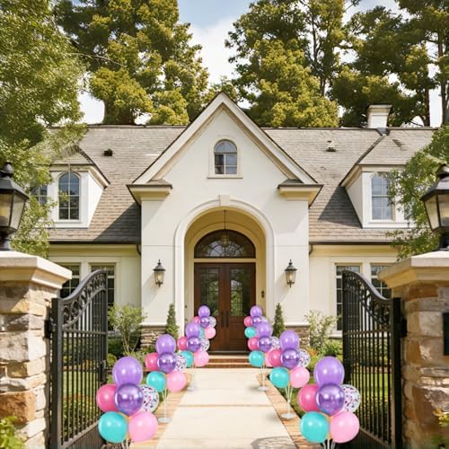 4 Sets Pink Purple Blue Teal Yellow Balloons Stand for Table - Image 2