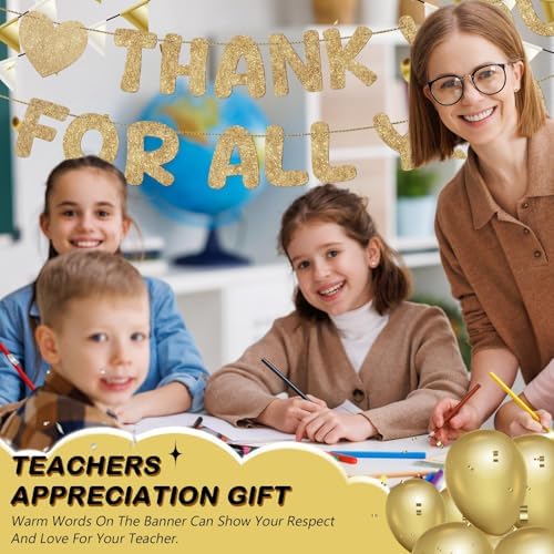 Fulmoon Pre Strung Thank You for All You Do Glitter Banner, Champagne Gold - Image 5