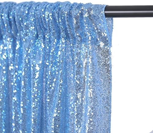Baby Blue Sequin Backdrop 2 Panels 2FTx8FT Glitter Party Backdrop Curtains - Image 6