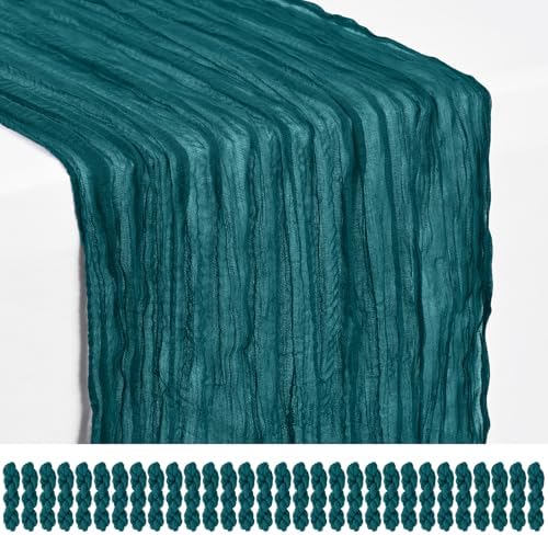 30 Pack Teal Cheesecloth Table Runner 17x108 Inches Boho Home Decor by Showgeous