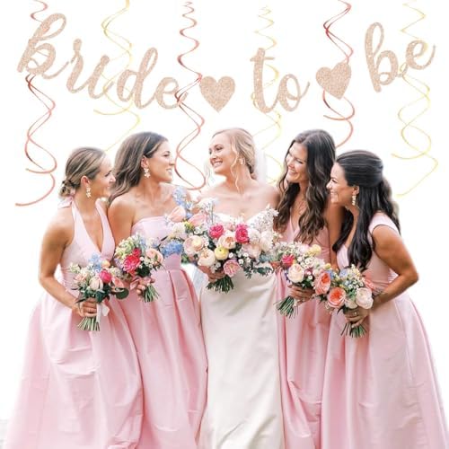 Blush-Pink Rose-Gold Bridal-Shower Fall Party-Decorations - 31pcs Bride to Be Sign Banner,Bachelorette Paper Lanterns,Wedding Streamers Garland,Boho Peach Tissue Pom Poms Fans Decor Supplies Burgleda - Image 7