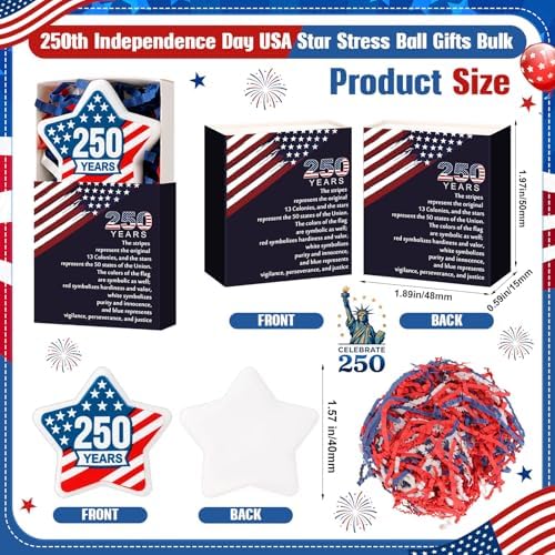 Wettarn 72 Sets 250th Anniversary Star Gifts America Flag Toys with Boxes - Image 2