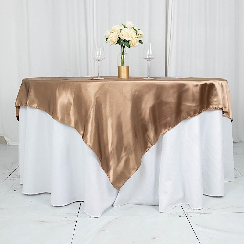 Balsa Circle 10 pcs 72x72 inch Taupe Square Tablecloth Satin Fabric Overlays Linens | Table Cloths Cover for Wedding Party Banquet Reception Events Decoration Kitchen Dining Events Kitchen Dining - Image 3