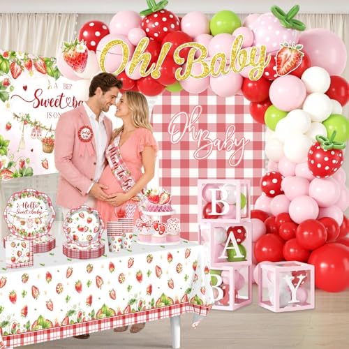 293Pcs Berry Sweet Baby Shower Decorations, All-in-One Set for 25 Guests - Image 2