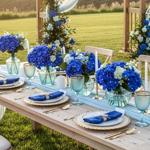 Auihiay 64Pcs Royal Blue Hydrangea Artificial Flowers, Silk Hydrangea Heads - Image 6