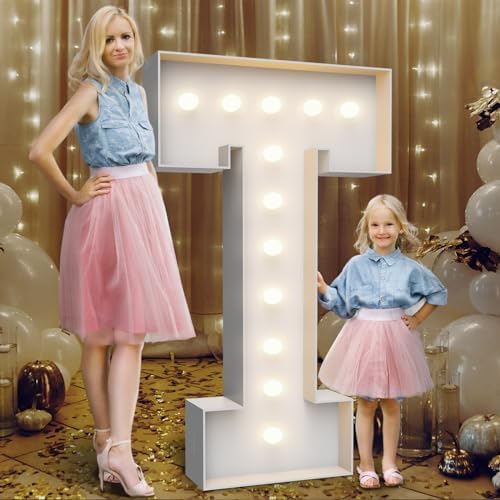 4FT Light Up Marquee Letter T - Large Foam Board Mosaic Kit by Teebloom